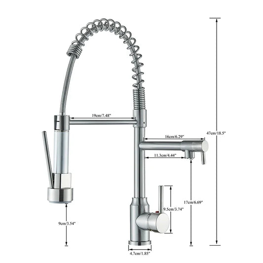 Brushed Nickel Brass Pulling Kitchen Sink Faucets Dual Outlet Water-Cold Hot Washing Basin Tap Deck Mounted Spring Mixer Taps
